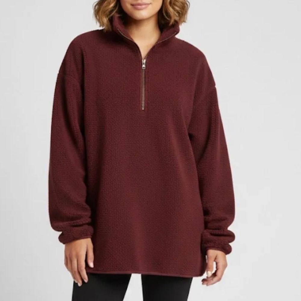 FREE PEOPLE Fleece Half Zip Sweater, Size S